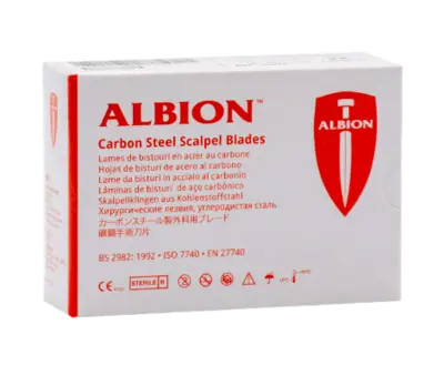 ‎סכיני סקלפל סטריליות אלביון 100 יח׳ מס׳ 15
